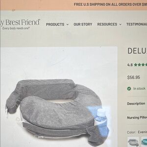 My Brest Friend Deluxe Nursing Pillow in Gray